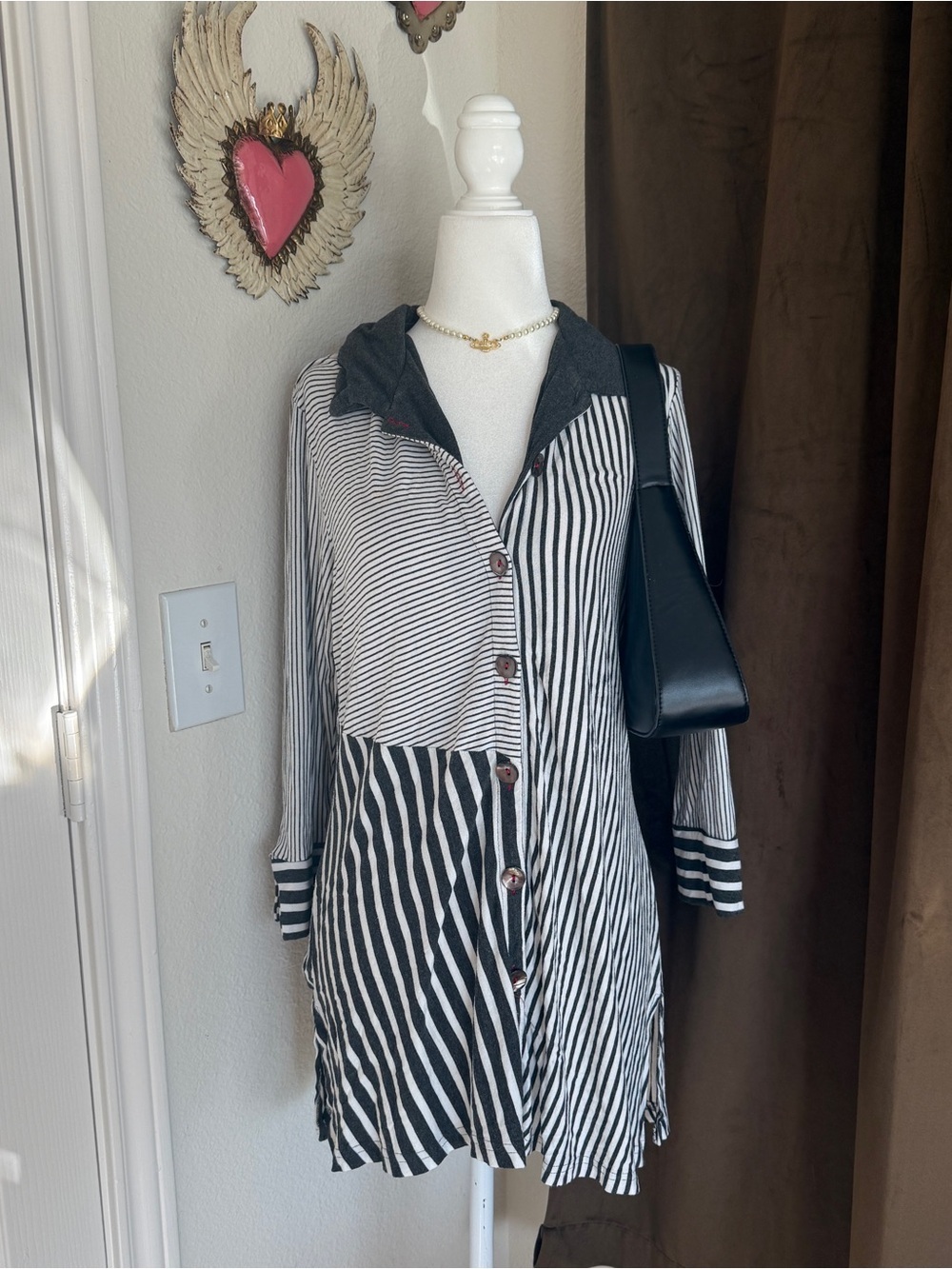 Parsley & Sage Whimsical Black and White Striped Tunic